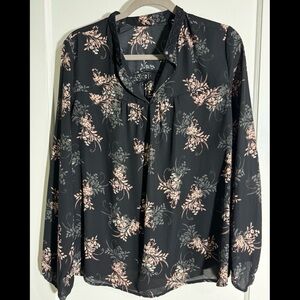 Zac & Rachel Black and Pink Floral Blouse